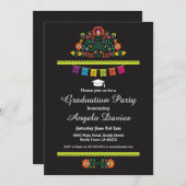 Fiesta Graduation Party Mexican Pattern Hat Invite (Front/Back)