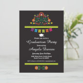 Fiesta Graduation Party Mexican Pattern Hat Invite (Standing Front)