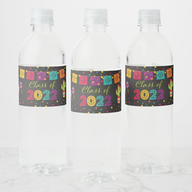 Fiesta Graduation Water Bottle Label (Bottles)