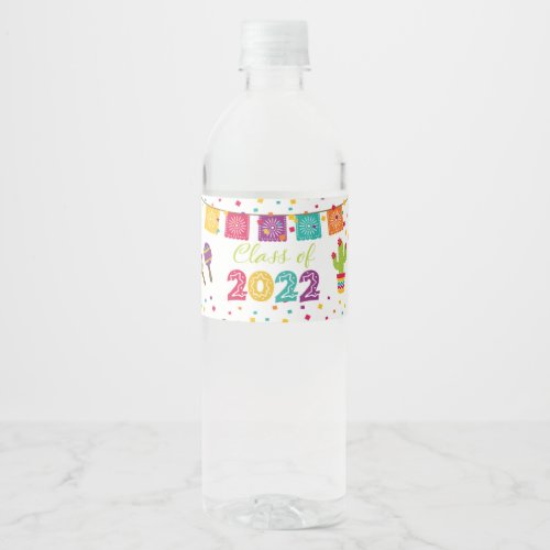 Fiesta Graduation Water Bottle Label _ White