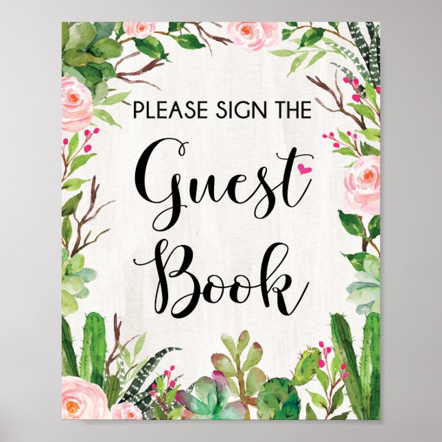 Fiesta Guest Book Sign Baby Shower Bridal Shower (Front)