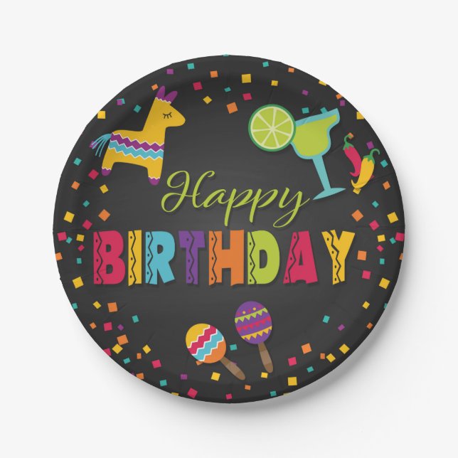 Fiesta Happy Birthday Paper Plate (Front)