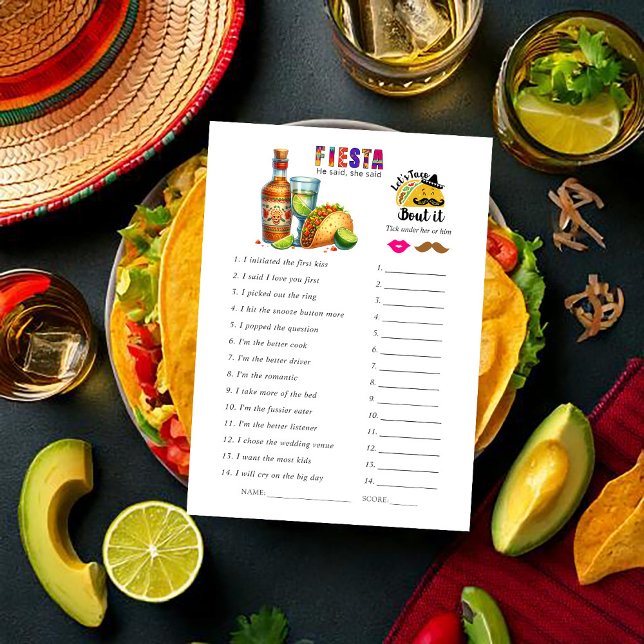 Fiesta "He Said, She Said" Bridal Shower Game (Fiesta "He Said, She Said" Bridal Shower Game)