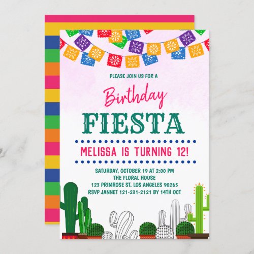 Fiesta Holy Cactus Mexican Cinco de Mayo Birthday Invitation