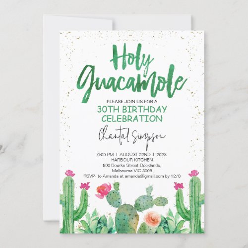 Fiesta Holy Guacamole 30th Birthday Invitation