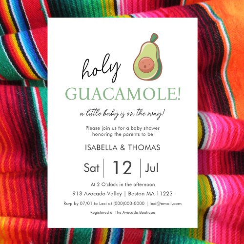 Fiesta  Holy Guacamole Baby Shower Invitation