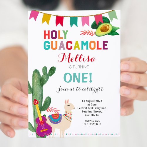 Fiesta Holy Guacamole Birthday Girl or Boy Invitation