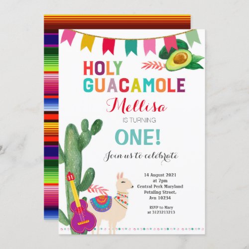 Fiesta Holy Guacamole Birthday Girl or Boy Invitation