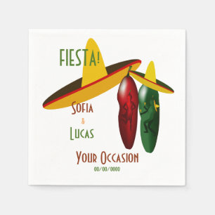 Fiesta Hot Pepper Dance Couple Cocktail Napkin