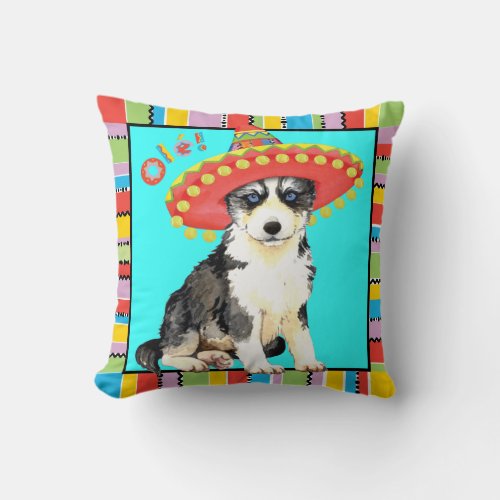 Fiesta Husky Throw Pillow