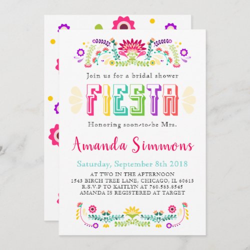 Fiesta Invitation Bridal Shower Birthday Invite
