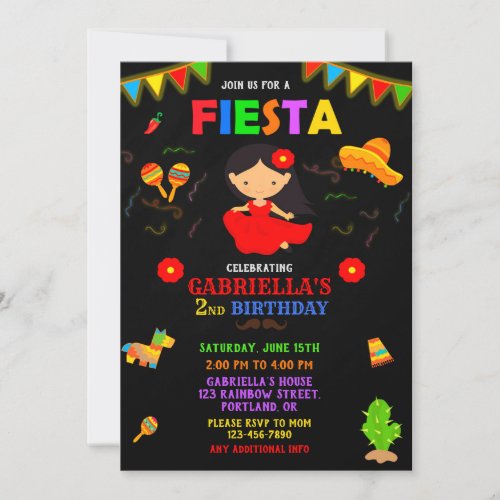 Fiesta invitation Fiesta birthday invitation girl