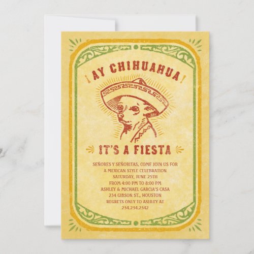 Fiesta Invitations - Aye Chihauhau Vintage Mexican