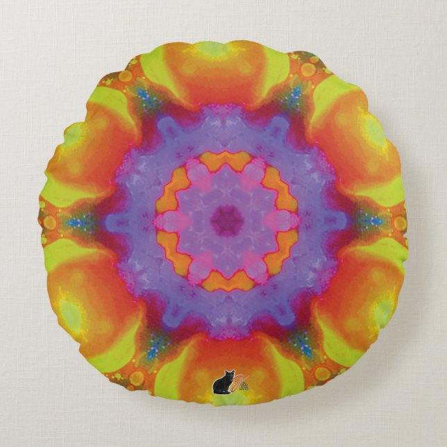 Fiesta Kaleidoscope  Round Pillow (Front)