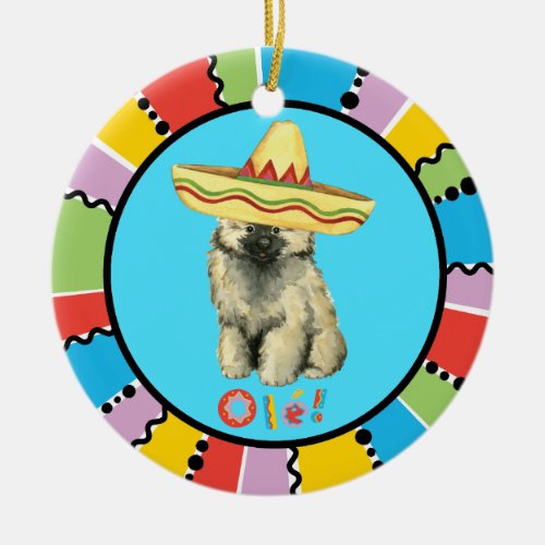 Fiesta Keeshond Ceramic Ornament