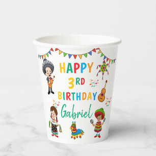 Fiesta kids birthday party paper cups