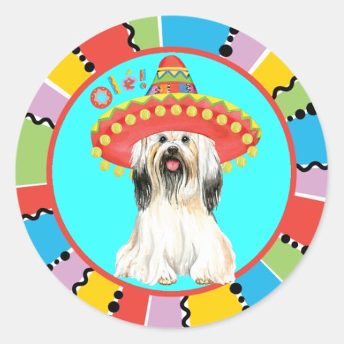 Fiesta Lhasa Apso Classic Round Sticker