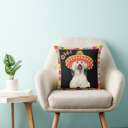 Fiesta Lhasa Apso Throw Pillow