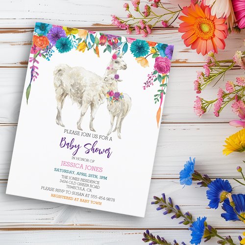 Fiesta Llama Baby Shower Budget Invitation 