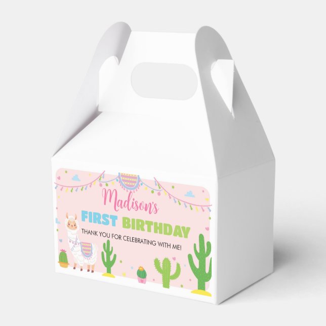 Fiesta Llama Birthday Party Favor Box (Front Side)