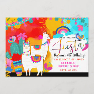 Fiesta Llama Cinco De Mayo Birthday Party Invitation