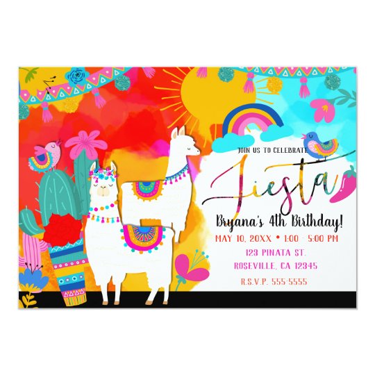 fiesta llama cinco de mayo birthday party invitation zazzle com