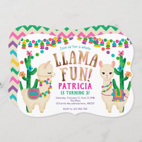 Fiesta Llama Fun birthday party Invitation