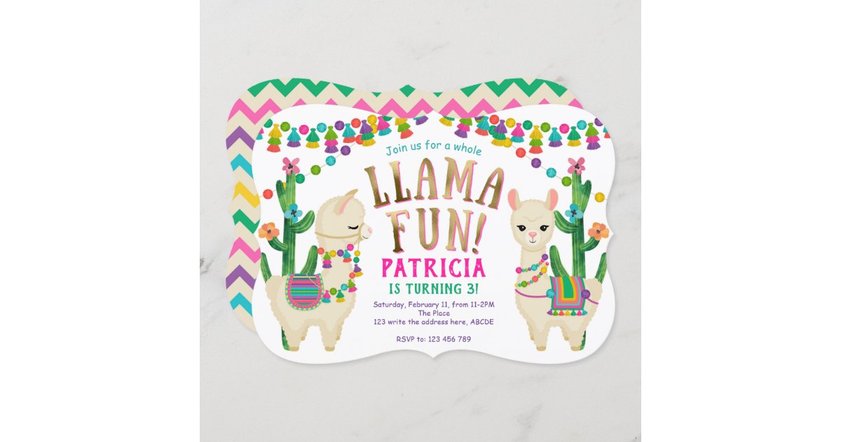 Fiesta Llama Fun birthday party Invitation | Zazzle