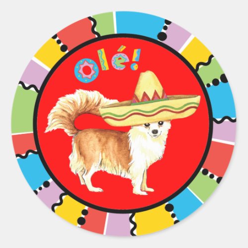 Fiesta Long Coat Chihuahua Classic Round Sticker