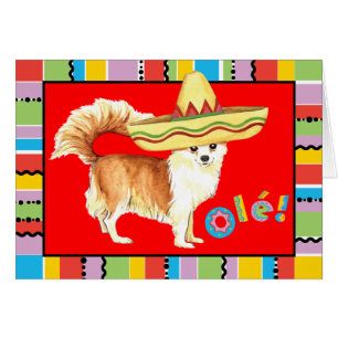 Fiesta Long Coat Chihuahua Greeting Card