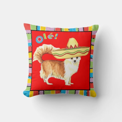 Fiesta Long Coat Chihuahua Throw Pillow