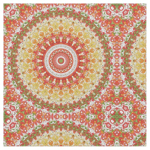 Fiesta Mandala Pattern in Red, Yellow, and Green Fabric