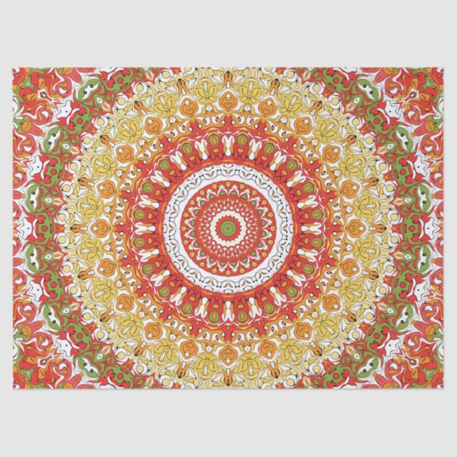 Fiesta Mandala Pattern in Red, Yellow, and Green Tissue Paper (Front)