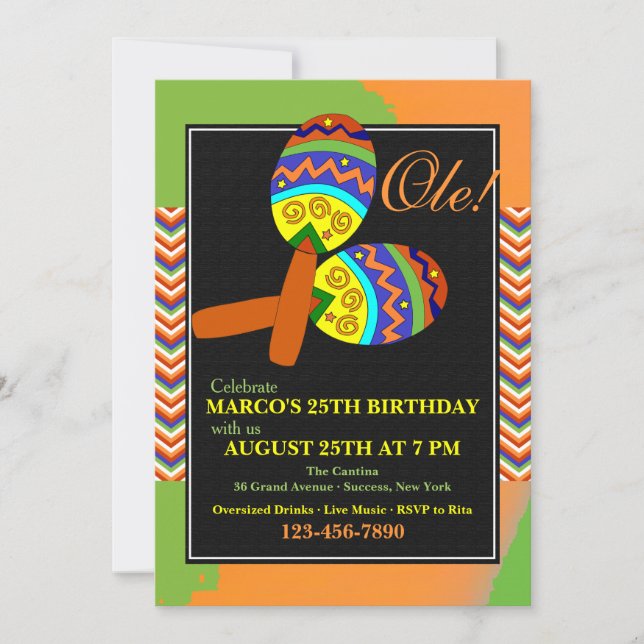 Fiesta Maracas Invitation (Front)
