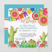 Fiesta Margarita Cactus Baby Boy Shower Banner Art Invitation (Front/Back)