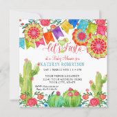 Fiesta Margarita Cactus Baby Shower Girl Paper Fan Invitation (Front)