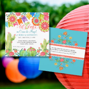 Fiesta Margarita Cactus Cinco de Mayo Party Banner Invitation