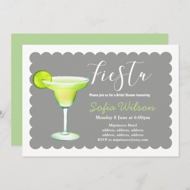 fiesta, margarita day, bridal shower, invitation (Front/Back)
