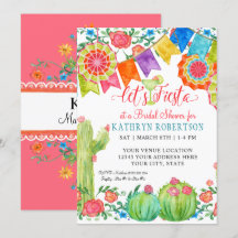 Fiesta Margarita Floral Cactus Art Bridal Shower