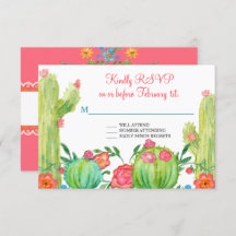 Fiesta Margarita Floral Cactus Wedding RSVP