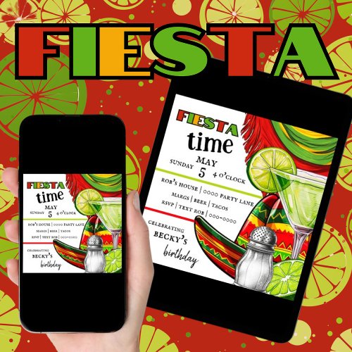 Fiesta  Margarita  Lime  Party Invitation