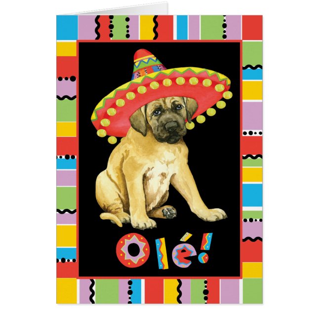 Fiesta Mastiff Greeting Card (Front)