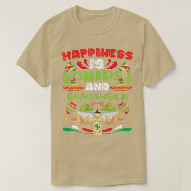 Fiesta Meico Meican Cinco De Mayo Chips And Avocad T-Shirt (Design Front)