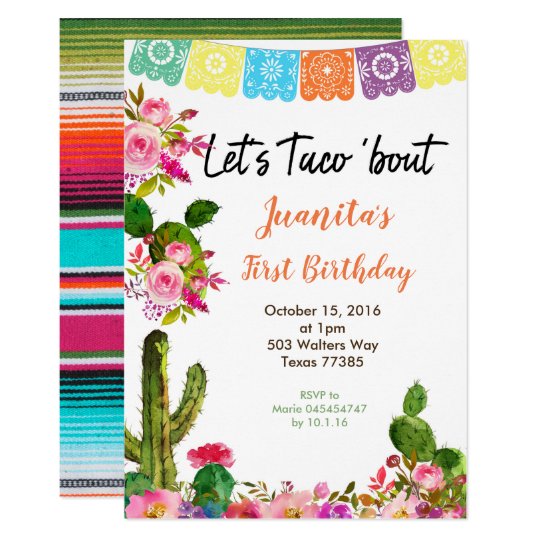 fiesta mexican 1st birthday party invitation zazzle com