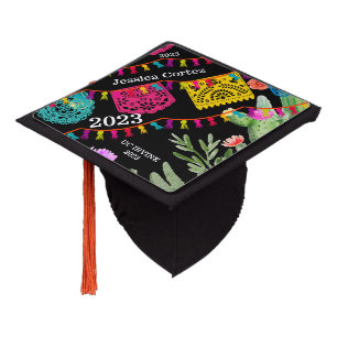 Fiesta Mexican Banner Floral Graduate Cap Topper