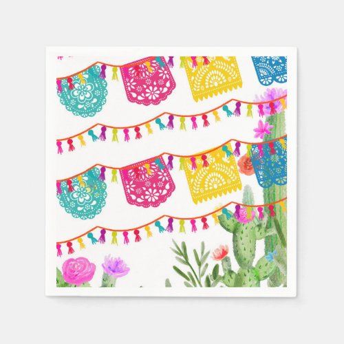 Fiesta Mexican Banners Floral Cactus Napkins