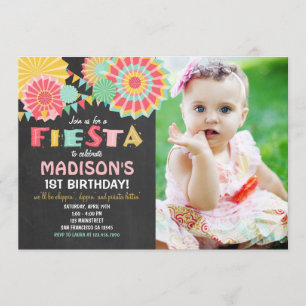 Fiesta Mexican Birthday Party Invitation Pink Gold