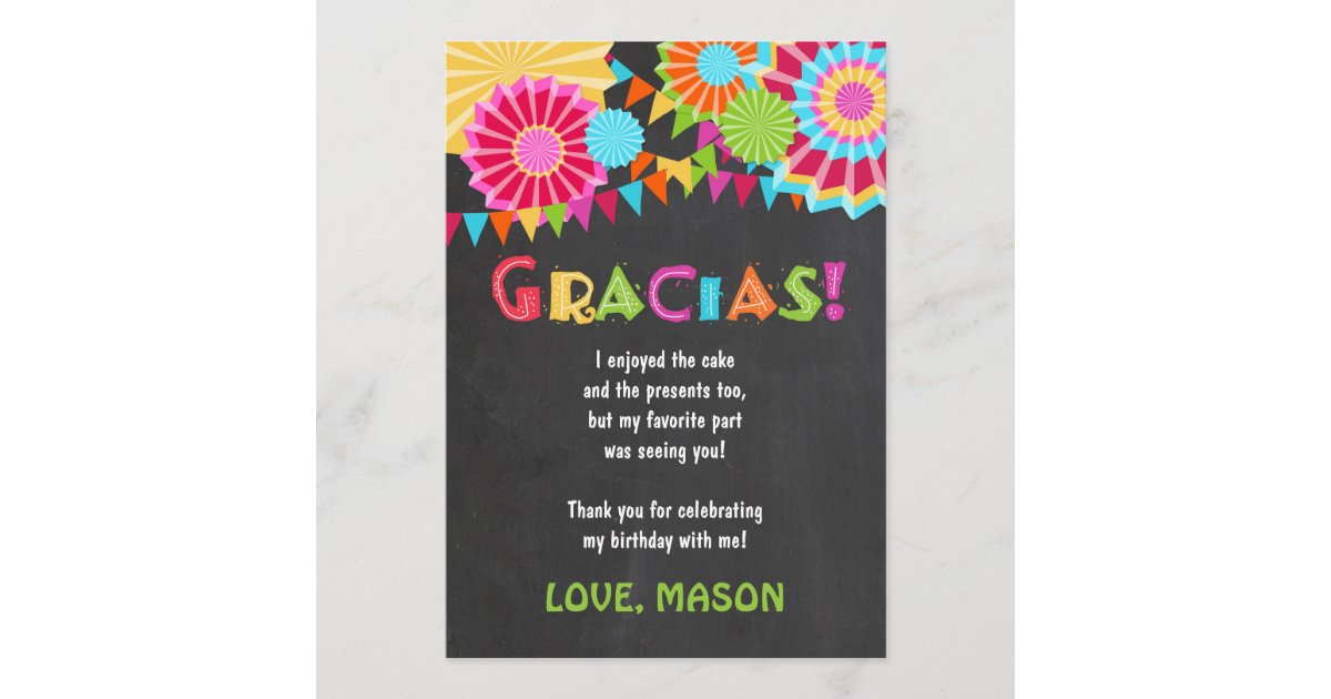 Fiesta Mexican Birthday Party Thank You Card | Zazzle.com