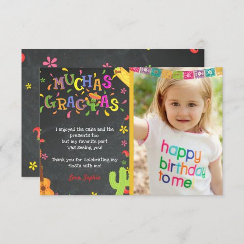 Fiesta Mexican Birthday Thank You Card With Photo