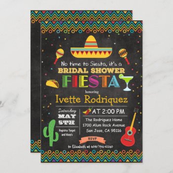 Fiesta Mexican Bridal Shower Chalk Invitation by PaperandPomp at Zazzle